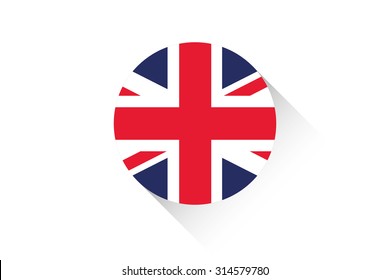 A Round flag with shadow of United Kingdom