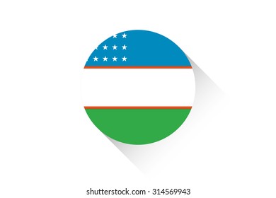 A Round flag with shadow of Uzbekistan