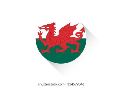 A Round flag with shadow of Wales