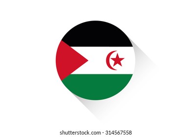 A Round flag with shadow of Western Sahara