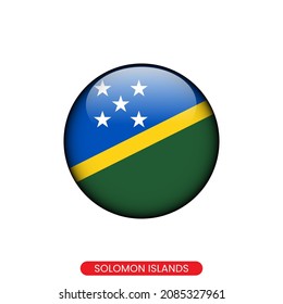 Bandera redonda de la plantilla de diseño de ilustraciones vectoriales de las Islas Salomón.