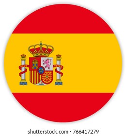 Round Flag Of Spain. Circle Flag.