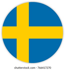 round flag of Sweden. circle flag.