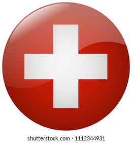 Round flag of  Switzerland, world's country sign, vector isolated badge 
