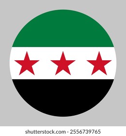 round flag Syria in circle, national symbol, red stars