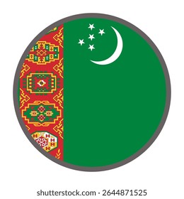 round flag of Turkmenistan country on white background vector
Vector round flag