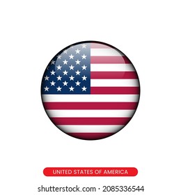 Round flag of United States of America vector illustration design template.