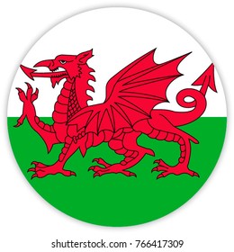 round flag of Wales. circle flag.