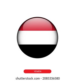 Round flag of Yemen vector illustration design template.