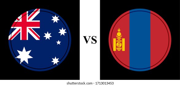 round flags icons, australia vs mongolia