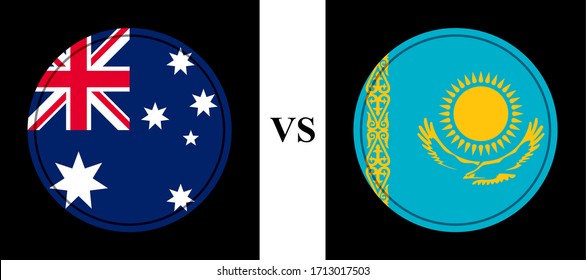 round flags icons, australia vs kazakhstan