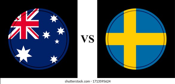 round flags icons, australia vs sweden