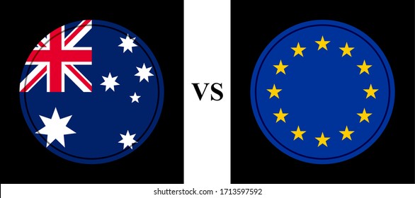 round flags icons, australia vs european union