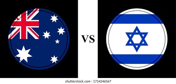 runde Flaggen-Symbole, Australien vs. Israel
