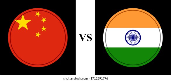 round flags icons, china vs india