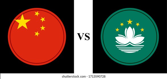 round flags icons, china vs macau