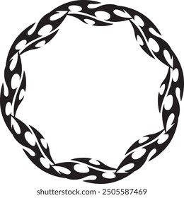 round flame illustration with black and white color