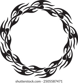 round flame illustration with black and white color