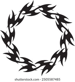 round flame illustration with black and white color
