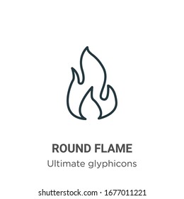 Round flame outline vector icon. Thin line black round flame icon, flat vector simple element illustration from editable ultimate glyphicons concept isolated stroke on white background
