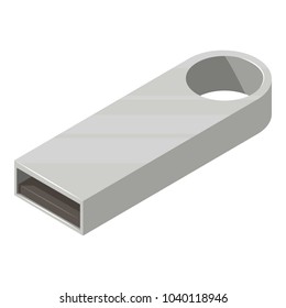 Round flash drive icon. Isometric illustration of round flash drive vector icon for web