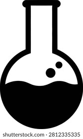 Round Flask Boiling Icon Glyph Style Vector Symbol for Bubbling Chemical Reaction