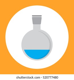 Round flask, glassware, use to fill some solution, water, solvent in laboratory working.