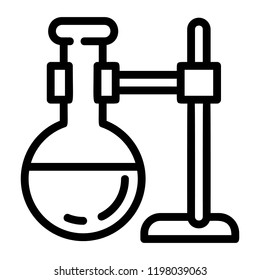 Round flask on stand icon. Outline round flask on stand vector icon for web design isolated on white background