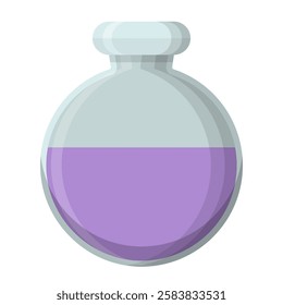 Round Flask with Purple Liquid for Laboratory and Chemistry Applications