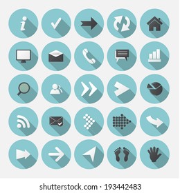 Round flat icons arrow, long shadows