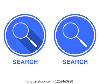 Round flat magnifier icon, Search icon. Two versions of icons
