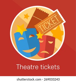 Round flat theater ticket icon