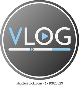 round flat vlog icon or symbol with play button vector illustration