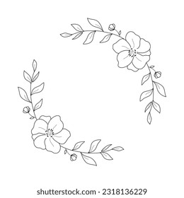 Round Floral Aesthetic Frame. Elements of decoration and design.