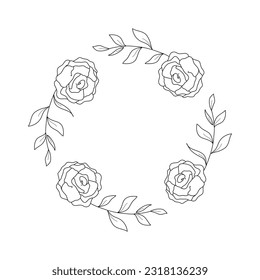 Round Floral Aesthetic Frame. Elements of decoration and design.
