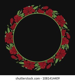 Round floral border frame. Can be used for decoration and design photo frame, menu, card, scrapbook, album. Vector Illustration.
