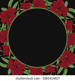 Round floral border frame. Can be used for decoration and design photo frame, menu, card, scrapbook, album. Vector Illustration.