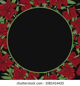 Round floral border frame. Can be used for decoration and design photo frame, menu, card, scrapbook, album. Vector Illustration.