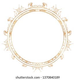Round floral border frame silhouettes. Can be used for decoration and design photo frame, menu, card, scrapbook, album. Vector Illustration.