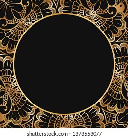 Round floral border frame silhouettes. Can be used for decoration and design photo frame, menu, card, scrapbook, album. Vector Illustration.