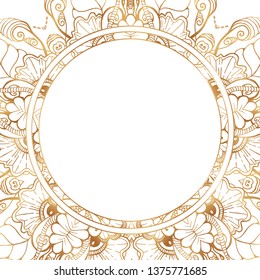 Round floral border frame silhouettes. Can be used for decoration and design photo frame, menu, card, scrapbook, album. Vector Illustration.