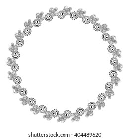 Round floral border frame silhouettes. Can be used for decoration and design photo frame, menu, card, scrapbook, album. Vector Illustration.