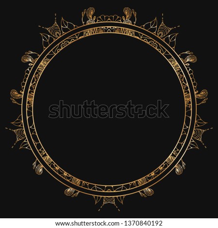 Round floral border frame silhouettes. Can be used for decoration and design photo frame, menu, card, scrapbook, album. Vector Illustration.