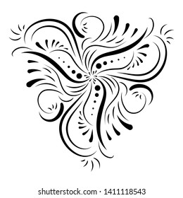 Round floral element. Vector mandala background. Flower motif. Sketch. Handmade.