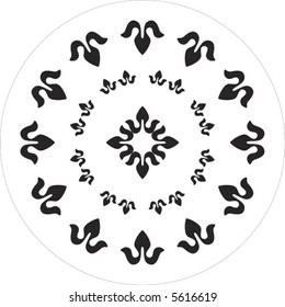 round floral elements in black