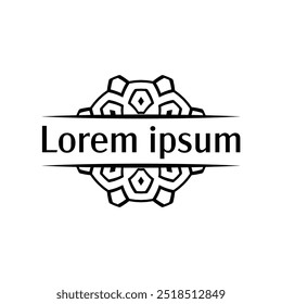 Round floral emblem badge template with scalloped edges