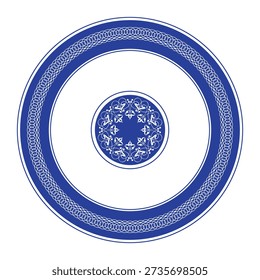 Round floral european pattern frame. Looks like fine china or border art. Template for laser cutting or plotter cutting, round surface, textile, embroidery, ceramic, porcelain, plate. Vector 