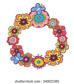 Round floral frame