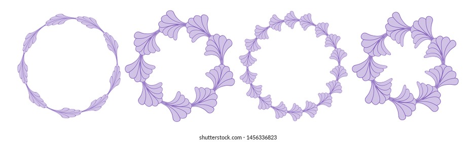 Round Floral Frame Border Background Set Collection
