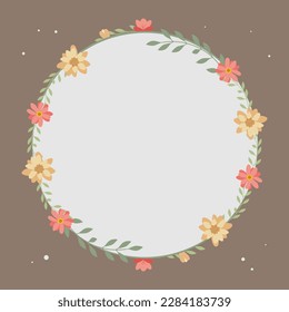 Round floral frame can be used as a greeting card, invitation card for wedding, birthday and other holidays. cute spring and summer background. Eps 10 vector illustration.